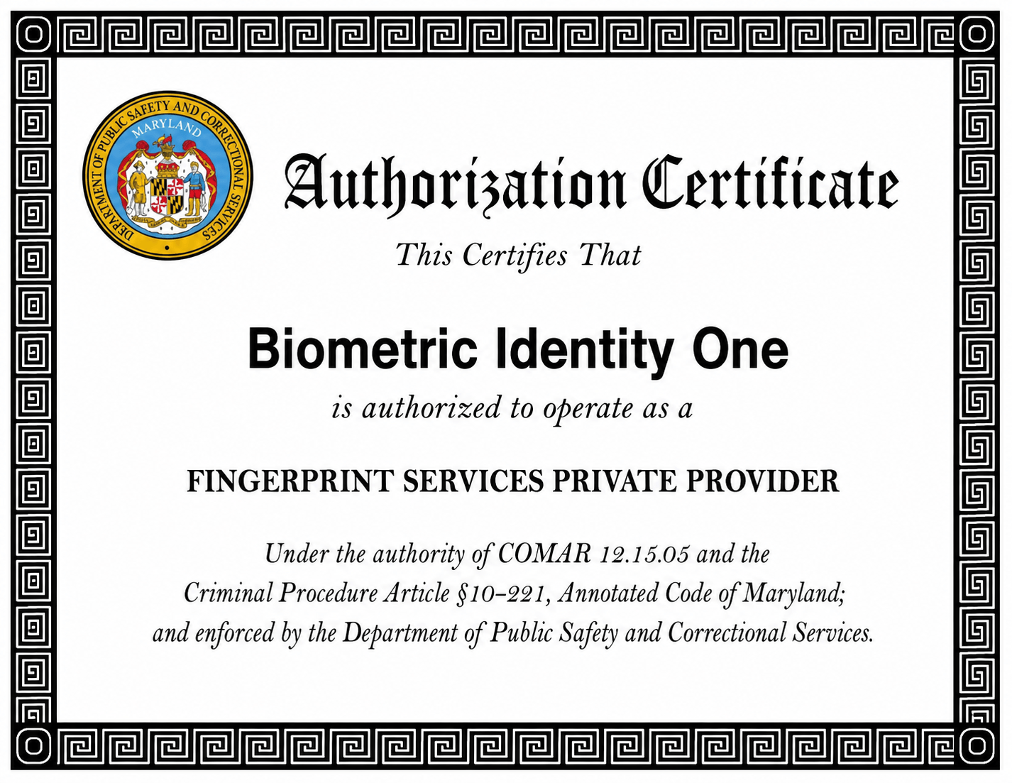 Authorization Certificate